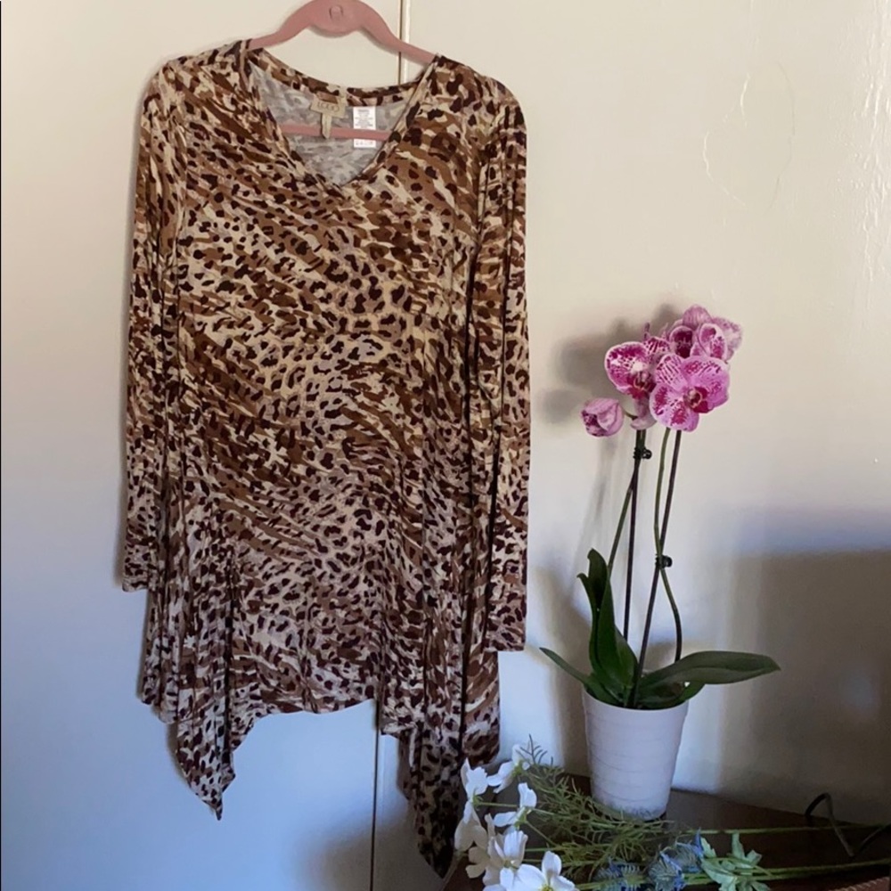 LOGO long sleeve shirt leopard type print